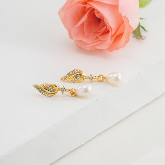 Irregular White Freshwater Pearl Stud Earrings