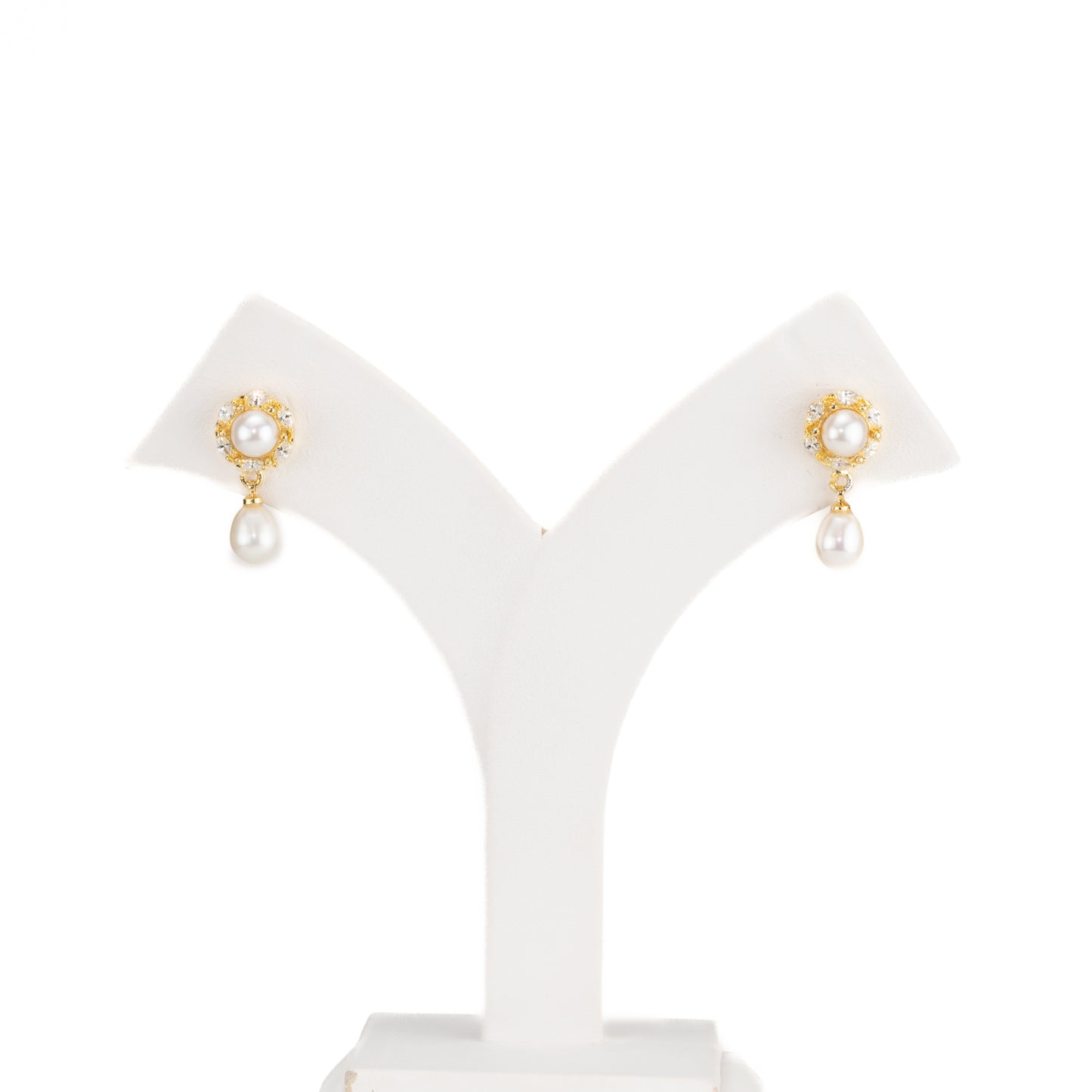 Delicate White Drop Freshwater Pearl Studs Earring