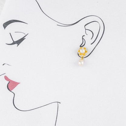 Delicate White Drop Freshwater Pearl Studs Earring