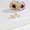 Glitzy White Stone Drop Freshwater Pearl Stud Earring