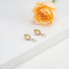 Glitzy White Stone Drop Freshwater Pearl Stud Earring