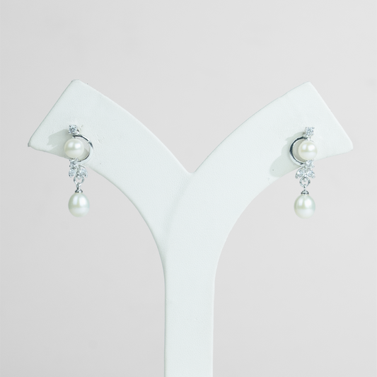 Stylish White Mix Freshwater Pearl Stud Earrings