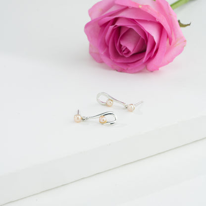 Stylish Pink Freshwater Pearl Stud Earrings