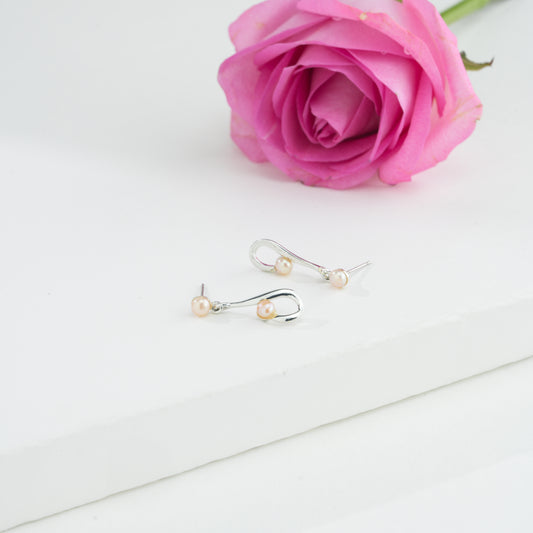 Stylish Pink Freshwater Pearl Stud Earrings