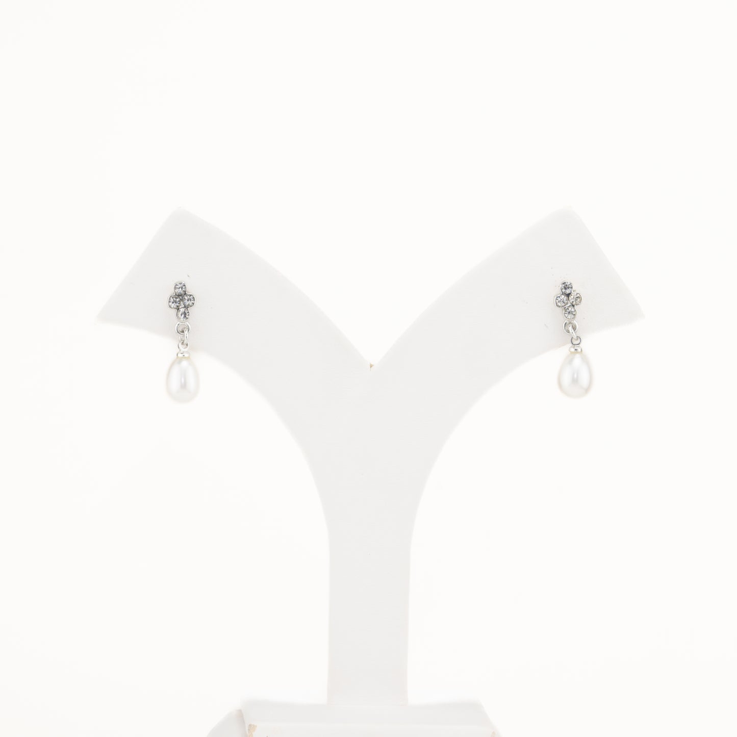 Pristine White Drop Hanging Studs Earrings