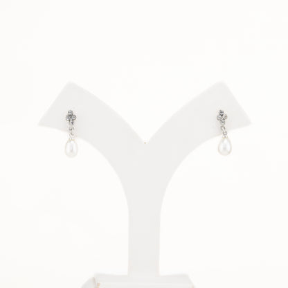 Pristine White Drop Hanging Studs Earrings