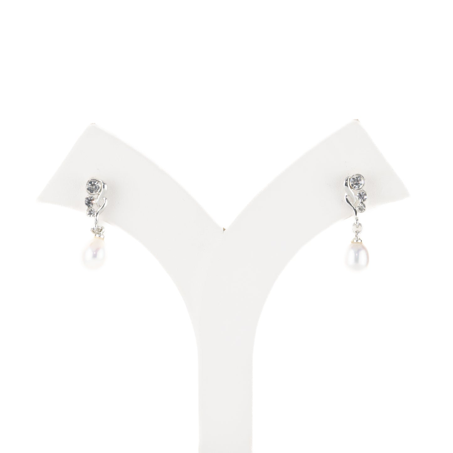 Silken White Drop Freshwater Pearl Stud Earrings