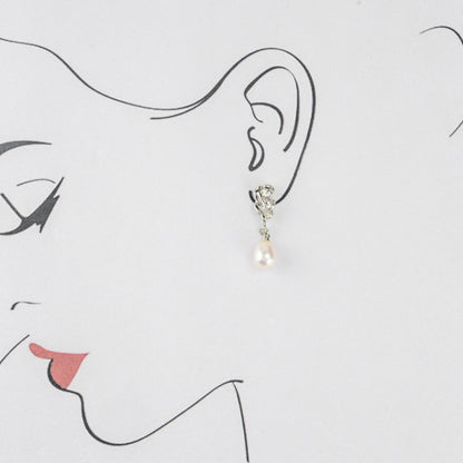 Silken White Drop Freshwater Pearl Stud Earrings