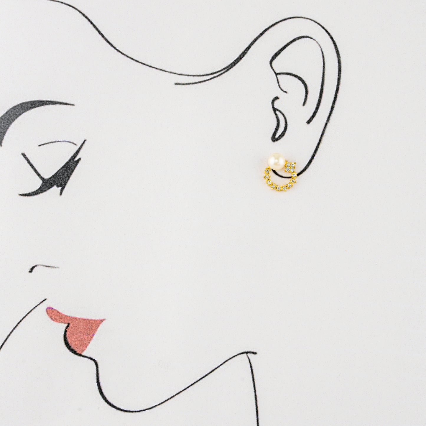 Cute White Stone Pearl Freshwater Stud Earrings