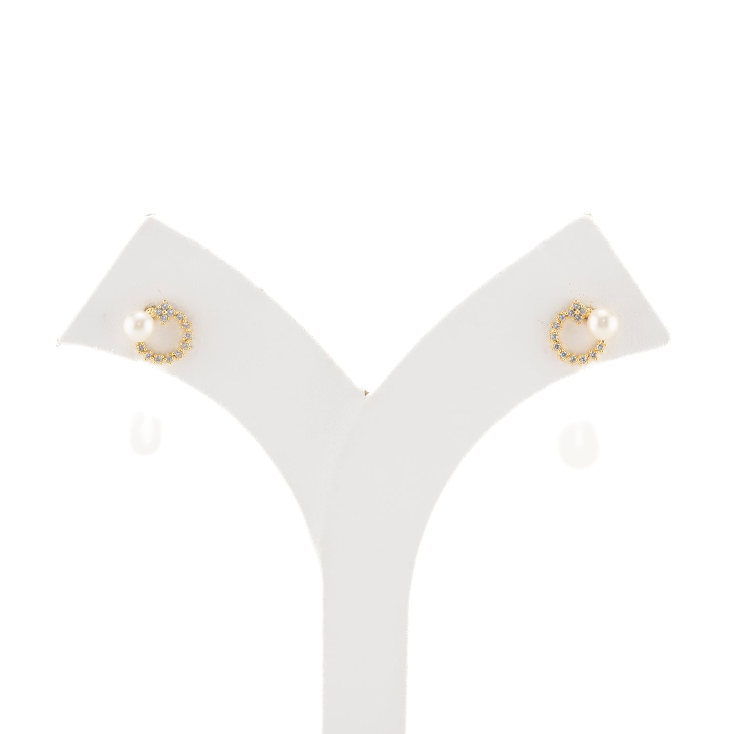 Cute White Stone Pearl Freshwater Stud Earrings