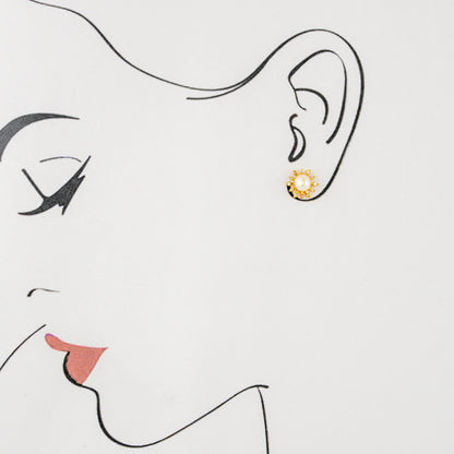 Striking White Stone Freshwater Pearl Stud Earrings