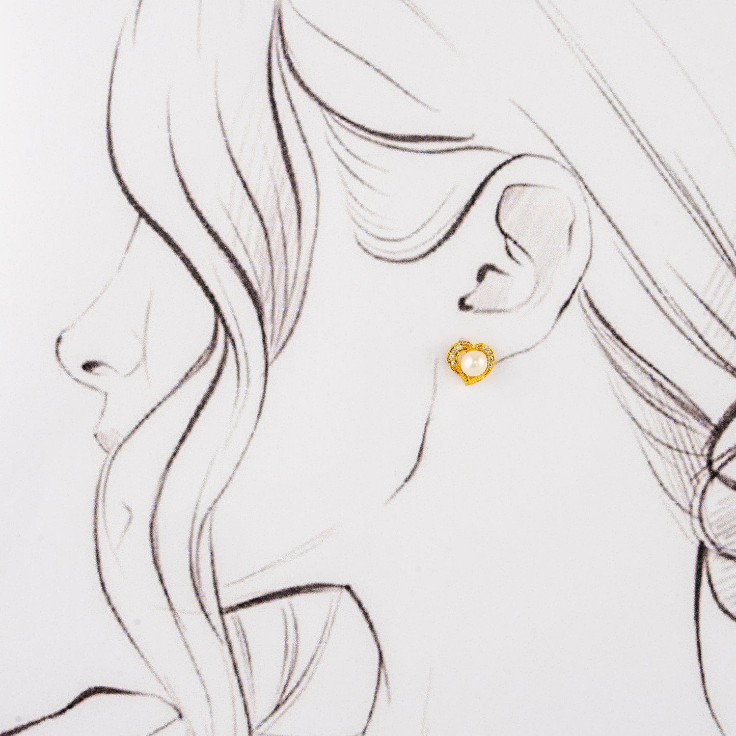 Radiance Pearl White Stone Stud Earrings