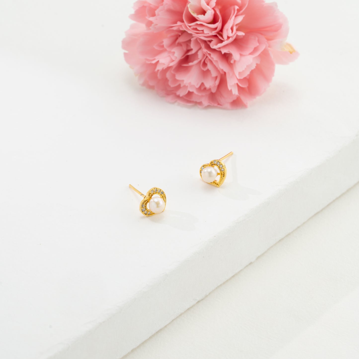 Radiance Pearl White Stone Stud Earrings