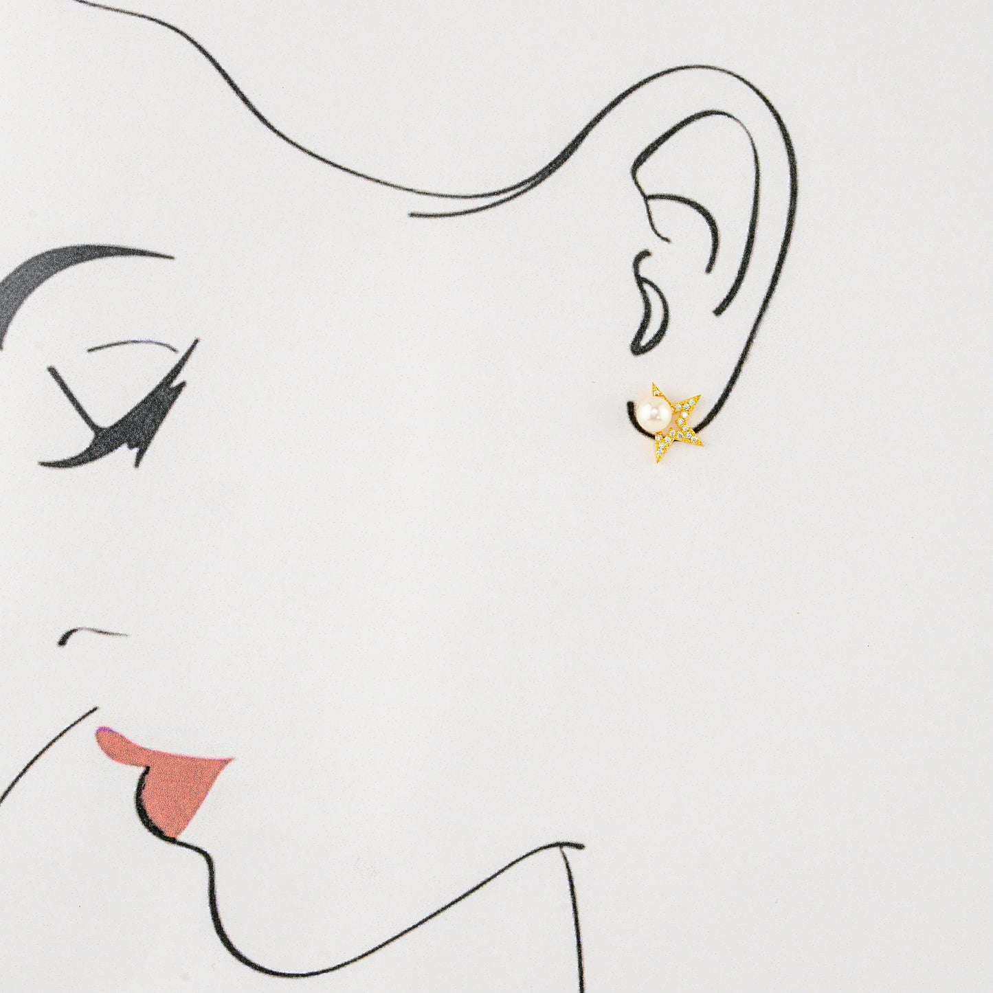 Precious White Stone Freshwater Pearl Stud Earrings