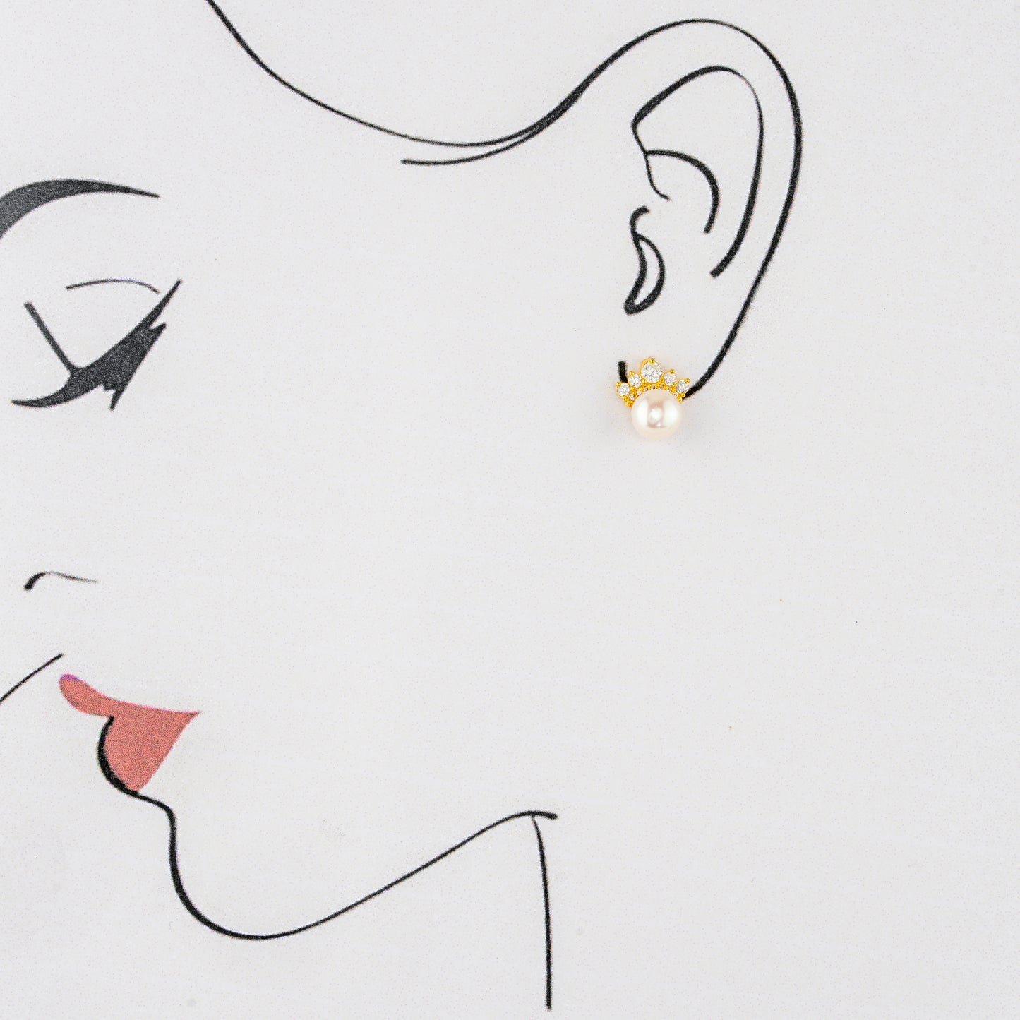 Artistry White Stone Freshwater Pearl Stud Earrings