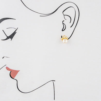 Artistry White Stone Freshwater Pearl Stud Earrings