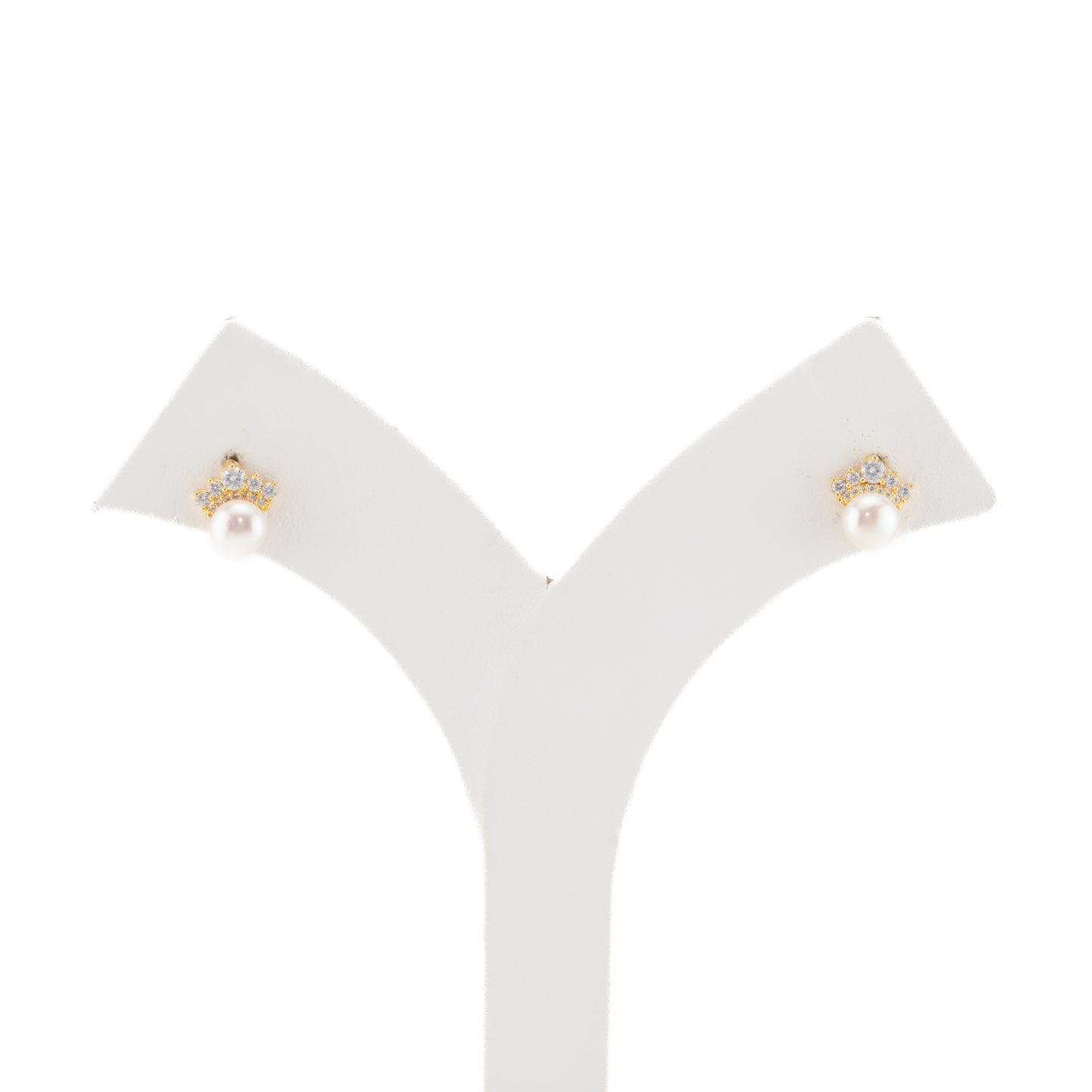 Artistry White Stone Freshwater Pearl Stud Earrings