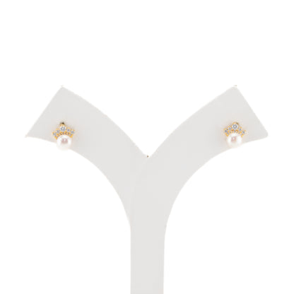 Artistry White Stone Freshwater Pearl Stud Earrings