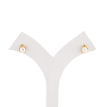 Enduring White Stone Freshwater Pearl Stud Earrings
