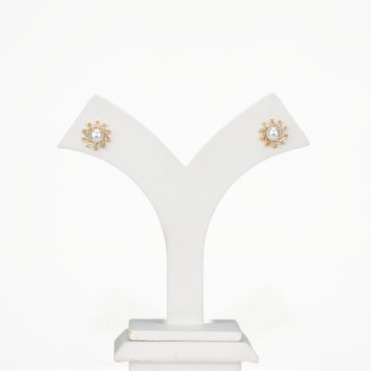 Enduring White Stone Freshwater Pearl Stud Earrings