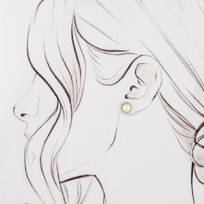 Modernity White Stone Freshwater Pearl Stud Earrings