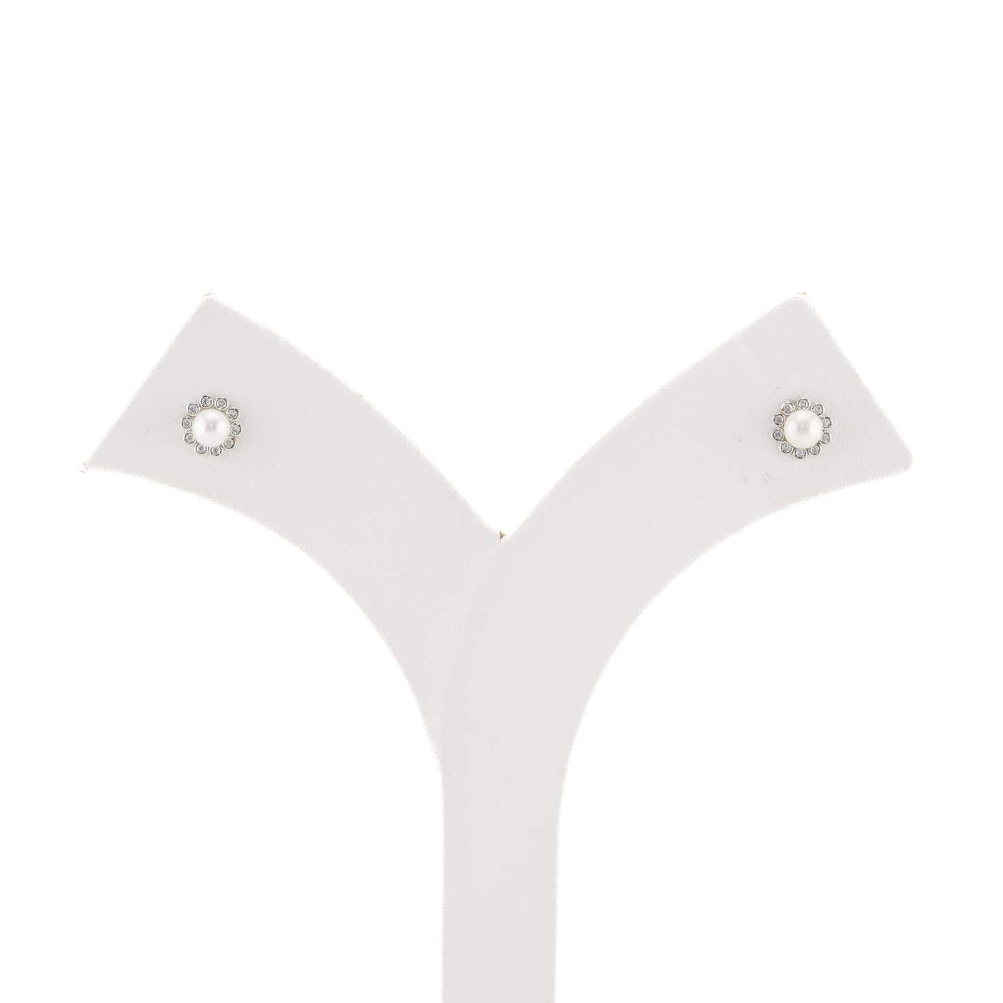 Modernity White Stone Freshwater Pearl Stud Earrings