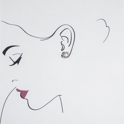 Radiance White Stone Freshwater Pearl Stud Earrings