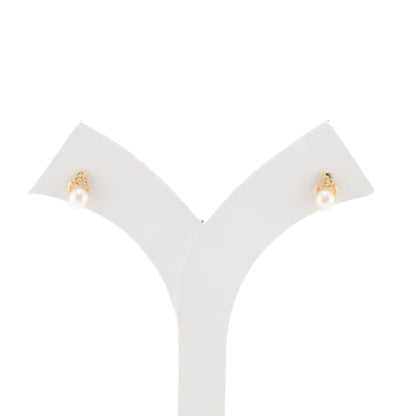 Charm White Stone Freshwater Pearl Stud Earrings