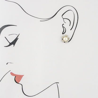 Classic White Stone Freshwater Pearl Stud Earrings