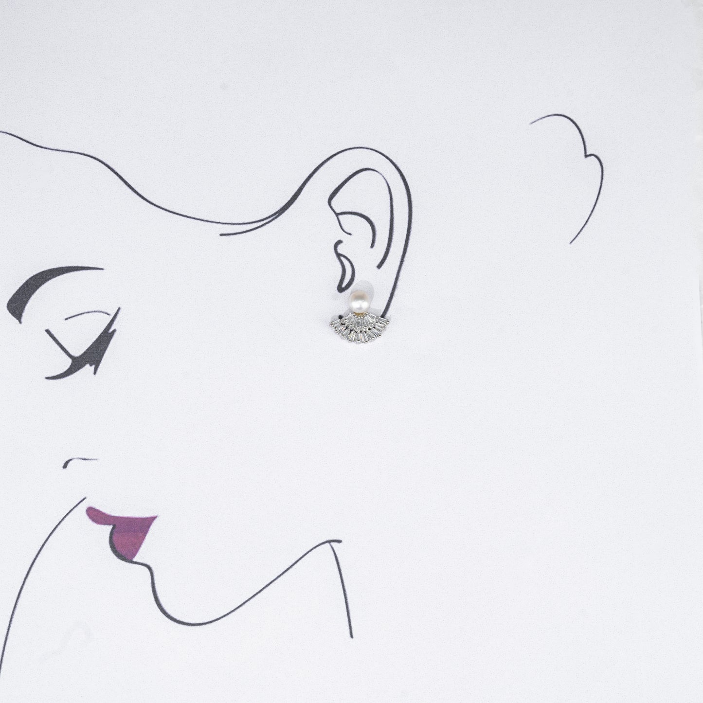 Classic White Stone Freshwater Pearl Stud Earrings