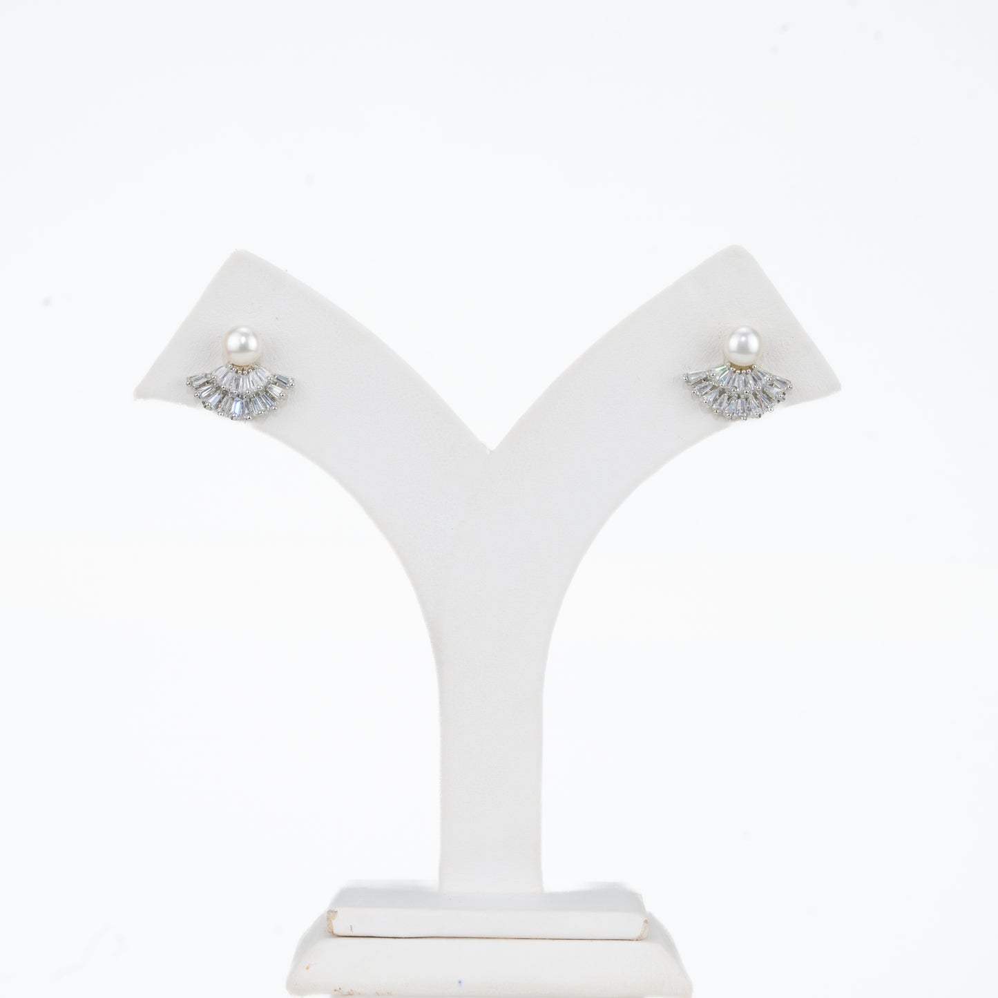 Classic White Stone Freshwater Pearl Stud Earrings
