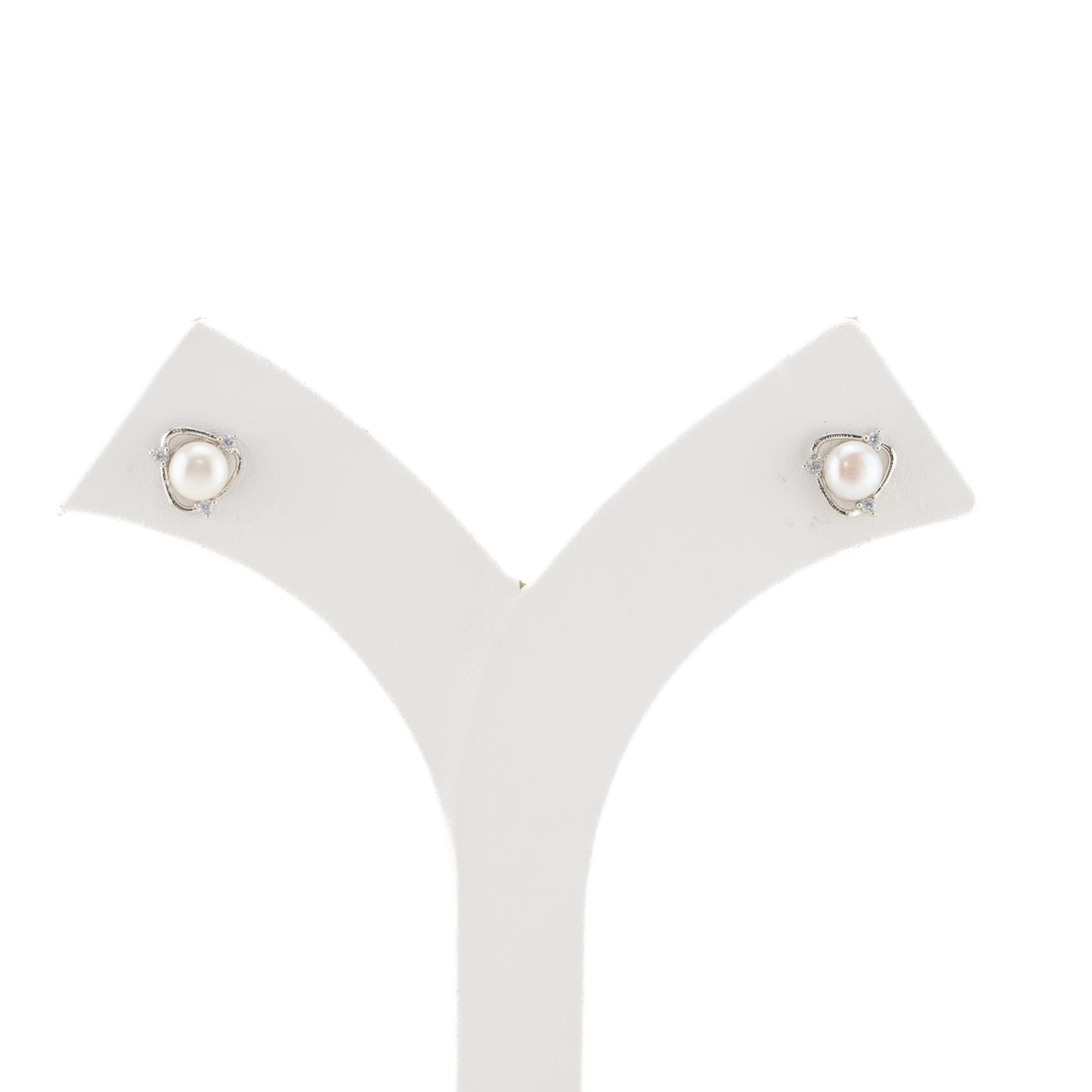 Luxury White Stone Freshwater Pearl Stud Earring