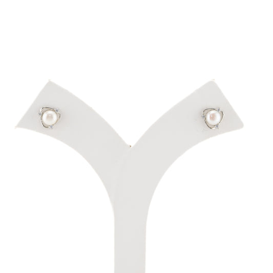 Luxury White Stone Freshwater Pearl Stud Earring