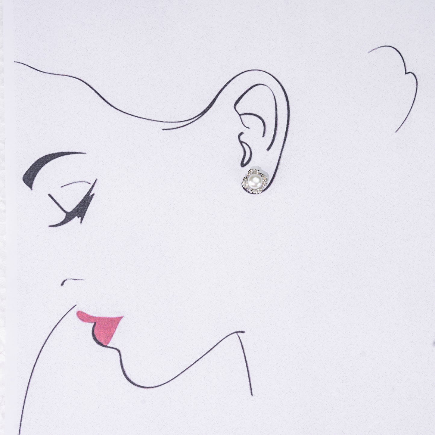 Luxury White Stone Freshwater Pearl Stud Earring