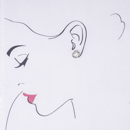 Luxury White Stone Freshwater Pearl Stud Earring