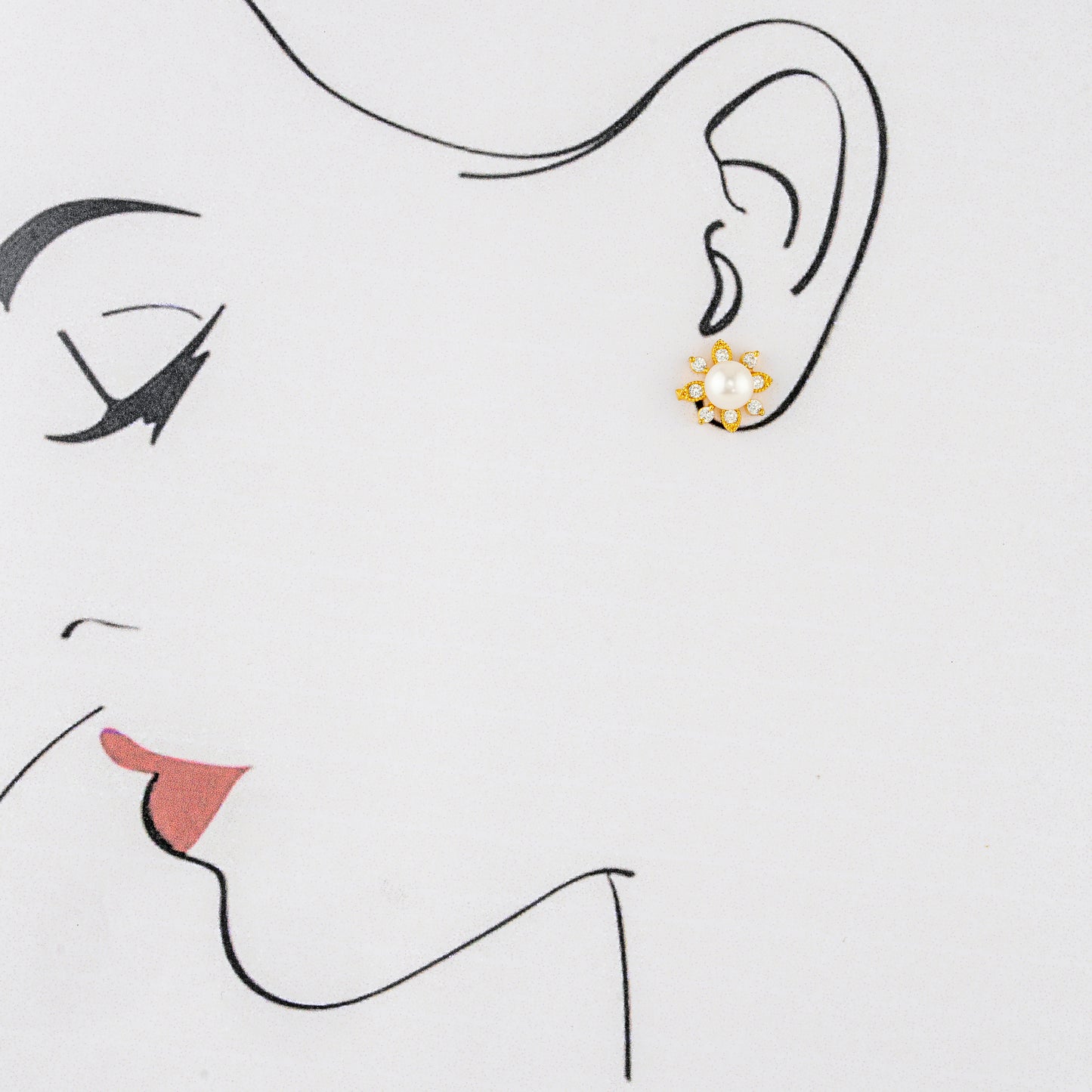 Charming White Stone Pearl Freshwater Stud Earrings