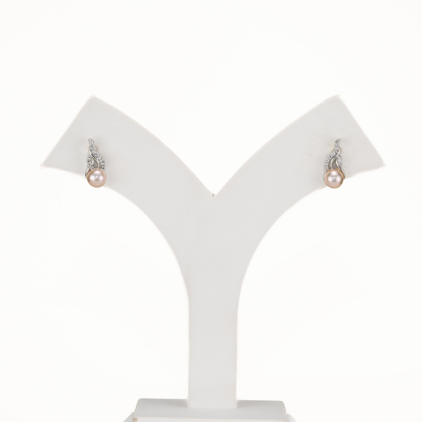 Glossy Pink Freshwater Pearl Stud Earrings