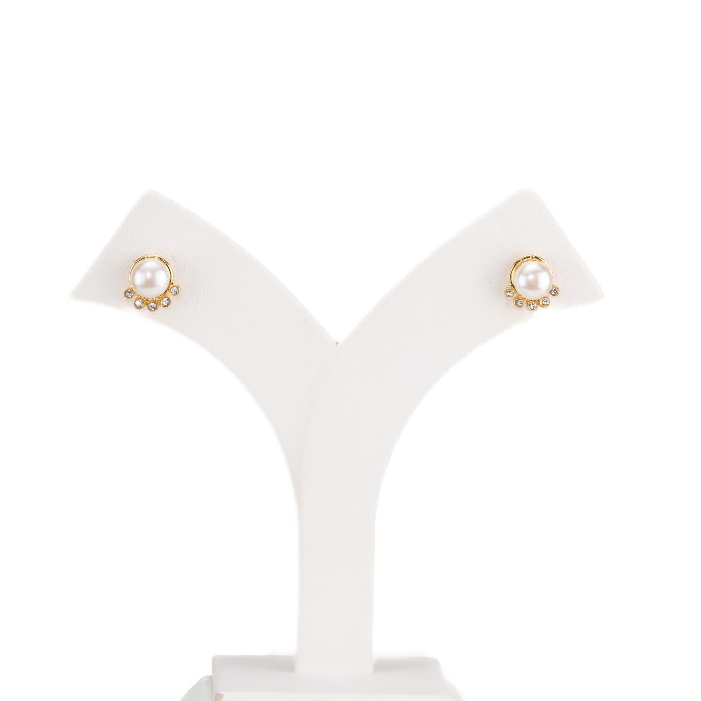 Conch Inspired White Freshwater Pearl Stud Earrings