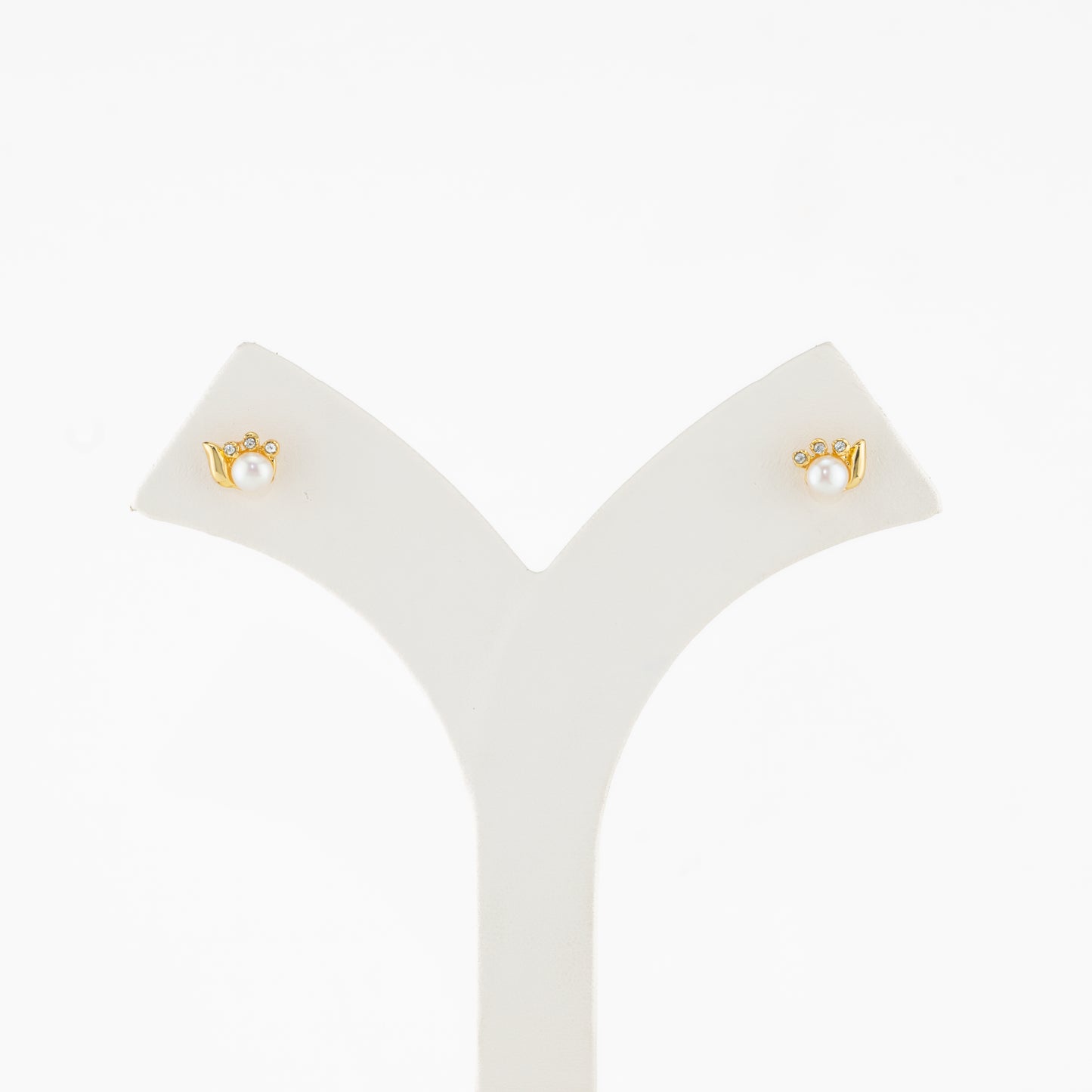 Conch Inspired White Freshwater Pearl Stud Earrings