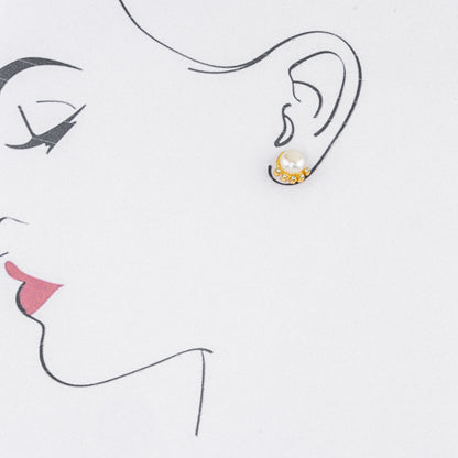 Conch Inspired White Freshwater Pearl Stud Earrings