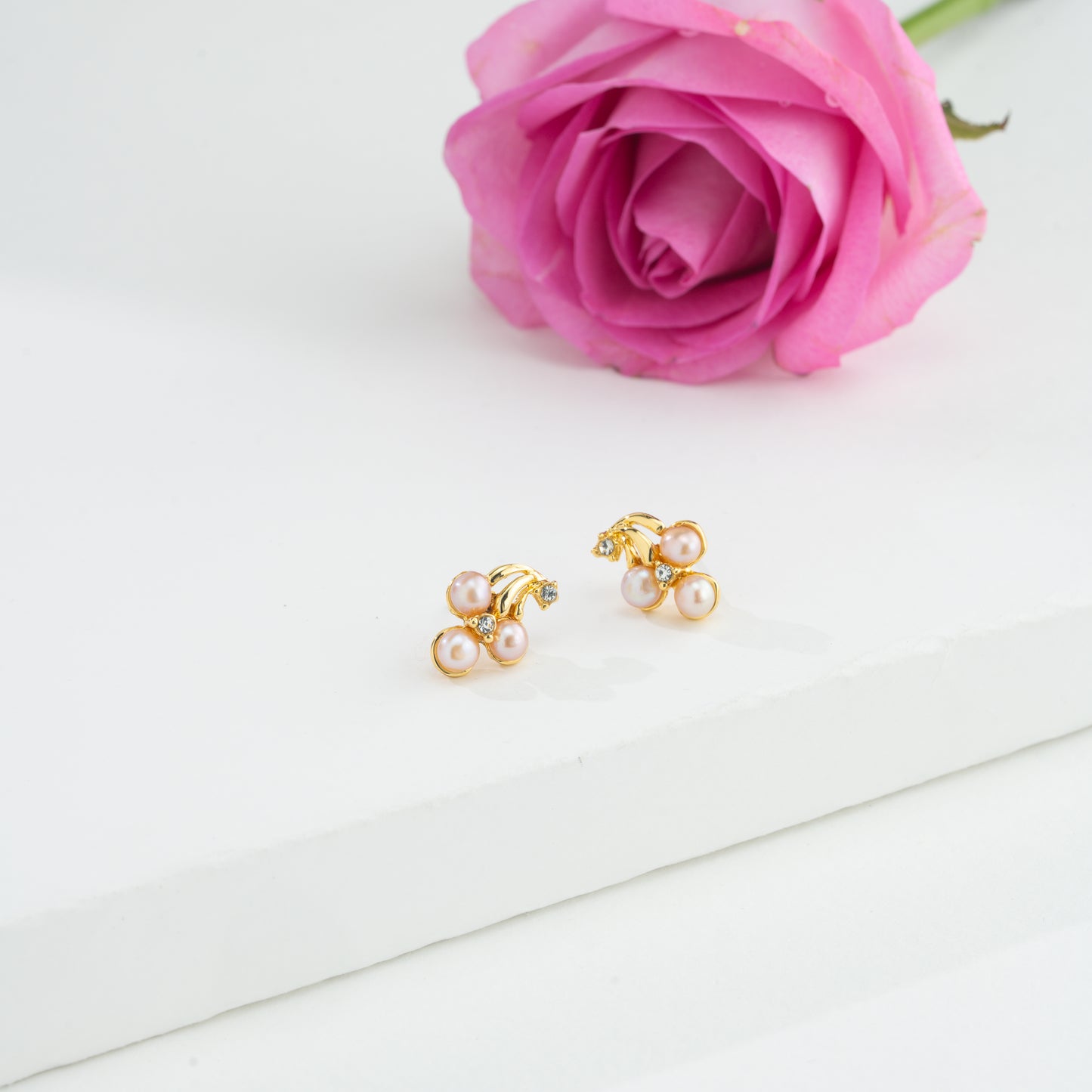 Marvelous Mermaid Tail Pink Freshwater Pearl Stud Earrings