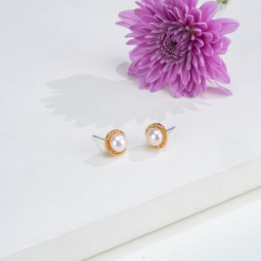 Marvelous Mermaid Tail Pink Freshwater Pearl Stud Earrings