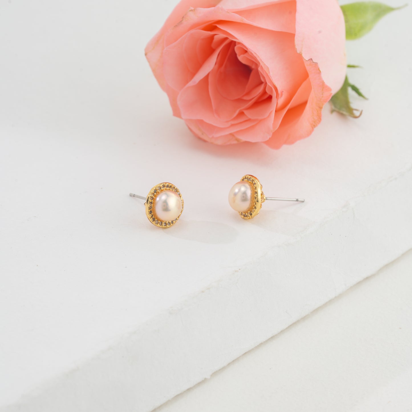 Marvelous Mermaid Tail Pink Freshwater Pearl Stud Earrings