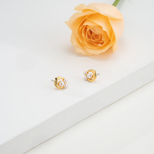 Rosy White Freshwater Pearl Studs Earrings