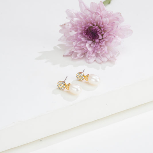 Rosy White Freshwater Pearl Studs Earrings