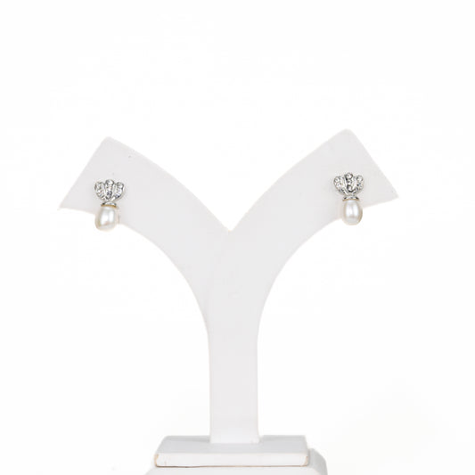 Glossy White Freshwater Pearl Stud Earrings