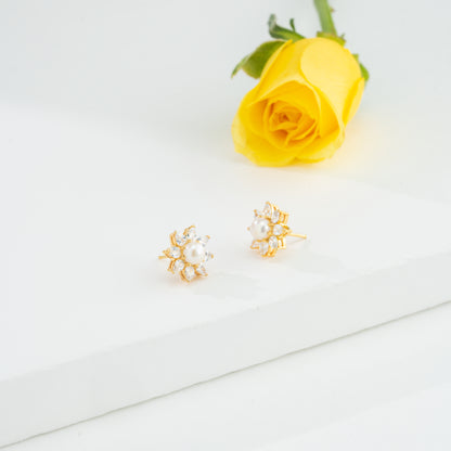 Everyday White Stone Freshwater Pearl Stud Earrings