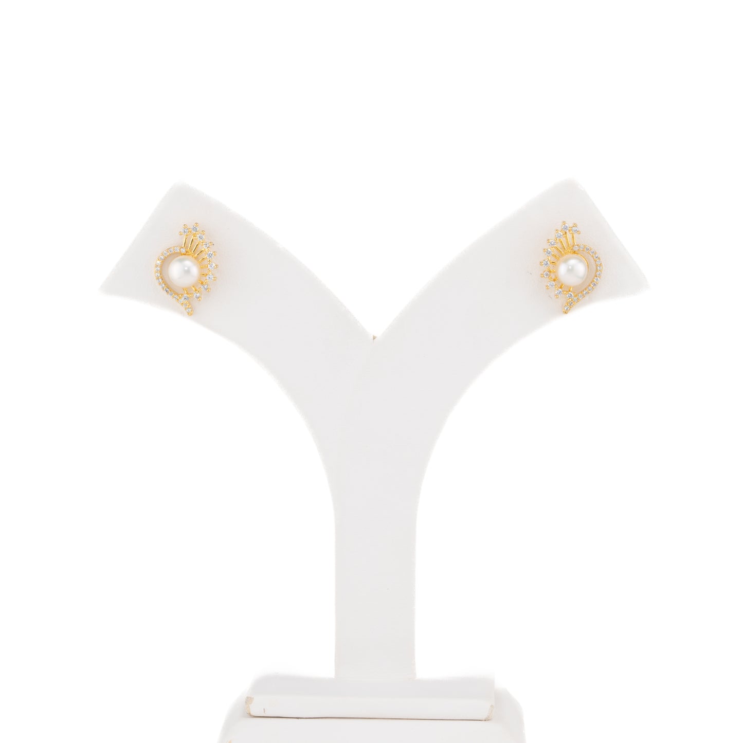 Exceptional White Stone Freshwater Pearl Stud Earrings