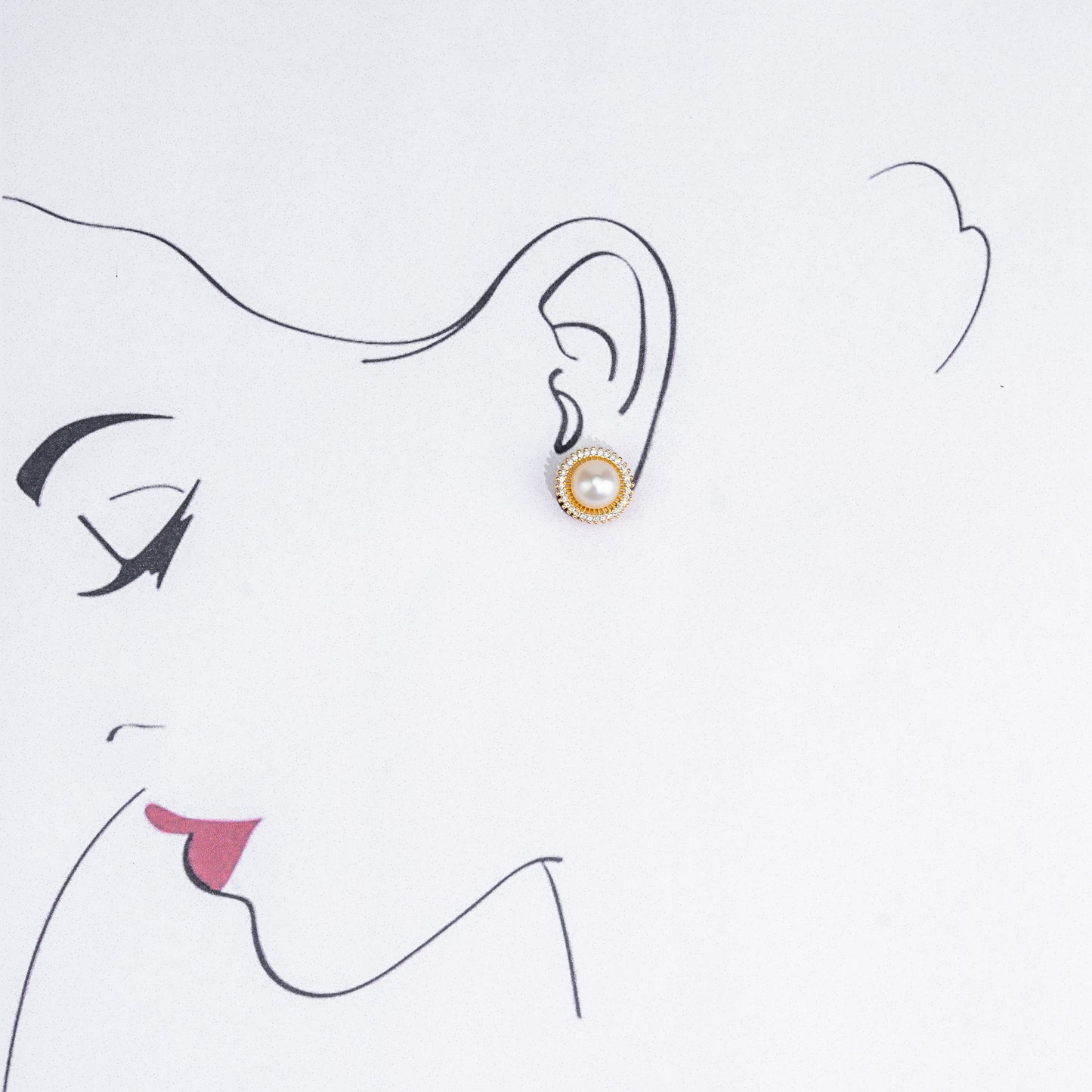 Exceptional White Stone Freshwater Pearl Stud Earrings