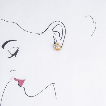 Exceptional White Stone Freshwater Pearl Stud Earrings